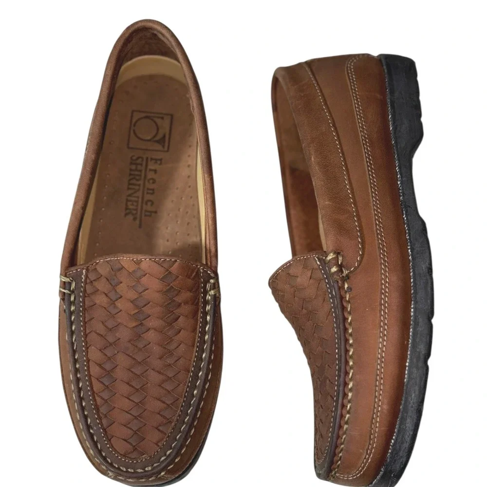 French Shriner Garth Leather‎ Slip On loafers sz 9 NWOT